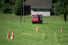 Das Kleinlöschtankfahrzeug ist für den Einsatz auf dem Esaf-Camping bestimmt. (Bild: Maria Schmid, Zug, 29. Juni 2019 )
