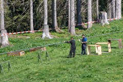 Die von der Polizei abgesperrte Unfallstelle. (Bild: Urs Flüeler/Keystone, Engelberg, 5. Juni 2019)