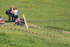 Die von der Polizei abgesperrte Unfallstelle. (Bild: Urs Flüeler/Keystone, Engelberg, 5. Juni 2019)