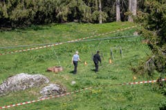 Begehung der Unfallstelle. (Bild: Urs Flüeler/Keystone, Engelberg, 5. Juni 2019)