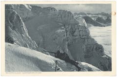 Hochwildjagd am Säntis, aufgenommen um 1920. (Bild: Foto H. Hablützel, Zürich/Landesarchiv AI)