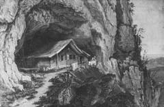 Das ehemalige Eremitenhäuschen und die Wirtschaft zum Wildkirchli. (Bild: Landesarchiv AI)
