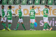 Und so jubelte der FCSG in der vergangenen Saison 2018/19. (Bild: Urs Bucher)