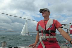 Christian Perret beim Start in Dänemark im Mai 2018 auf der Überfahrt von Anholt Richtung Nordjutland-Nordsee-NL. (Bild: PD/Christian Perret)
