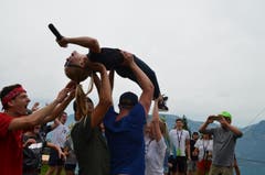 Voll in Action am Open Air "D'Socke". (Lagerbild: Jubla Geuensee, 11. Juli 2019)