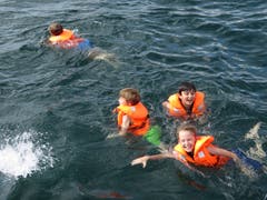 Im warmen Zugersee lässt sich’s vorzüglich baden.Lagerbild: Schweizer Kinderhilfswerk Kovive (Zug, 14. Juli 2019)
