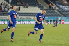 Torschütze Christian Schneuwly bejubelt seinen erlösenden 1:0-Treffer. (Bild: KEYSTONE/Urs Flueeler)