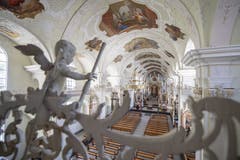 Die neu renovierte Klosterkirche. (Bild: Keystone/Urs Flüeler, Engelberg, 17. Juli 2019)