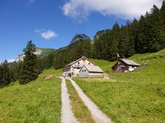 Abseits des Wegs: Alp Soll vor dem Hohen Kasten.