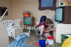 Impressionen der Aufbauarbeiten des Waldstock Open Air Spektakels. (Bild: Maria Schmid, Steinhausen, 26. Juli 2019)