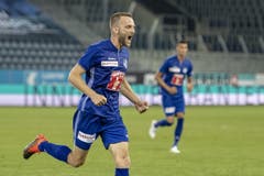 Christian Schneuwly jubelt für den FC Luzern. (Bild: Urs Flüeler / Keystone, Luzern, 25. Juli 2019)
