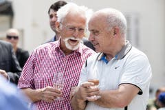 Bundespräsident Ueli Maurer im Gespräch. (Bild: Alexandra Wey/Keystone, Schwyz, 4. Juli 2019)