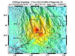Ein Handout-Foto der US-Erdbebenwarte zeigt das Epizentrum des starken Erdbebens in Südkalifornien (Bild: KEYSTONE/EPA USGS/USGS HANDOUT)