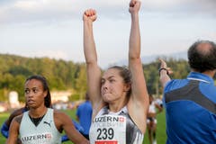 Gina Lueckenkemper, 100m Frauen, jubelt. (Marc Schumacher/freshfocus)