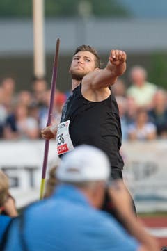 Speerwerfer Andras Hofmann (GER) in Aktion. (Bild: Pius Amrein. Luzern, 9. Juli 2019)