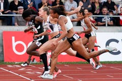 Ein Fotofinish zwischen Natalliah Whyte, Gina Lueckenkemper und Tynia Gaither beim 100-Meter-Final der Frauen. (Bild: Claudio Thoma/freshfocus, Luzern, 9. Juli 2019)