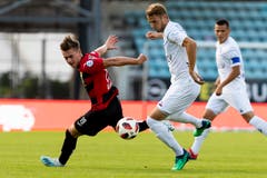 Dario Ulrich (Kriens, links) gegen Joel Geissmann (Lausanne). (Bild: Pascal Muller / Freshfocus, Lausanne, 10. August 2019)