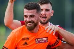 Trifft in der 94. Minute zum Sieg: Der Schötzer Labinot Aziri. (Bild: Dominik Wunderli, Schötz, 10. August 2019)