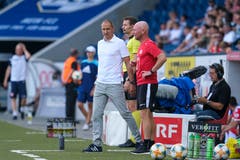 FCL-Trainer Thomas Häberli (links) und Assistenztrainer Manuel Klökler. (Bild: Martin Meienberger/freshfocus, Luzern, 11. August 2019)