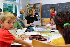 Erster Schultag der 1. und 2. Klasse in der Primarschule Felben-Wellhausen. (Bild: Donato Caspari)
