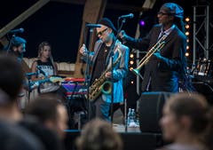 Gute Stimmung während des Konzerts des New York Ska-Jazz Ensemble am Out in the Green Garden 2019 in Frauenfeld. (Bild: Reto Martin)
