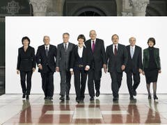 Als Bundeskanzlerin prägte Huber-Hotz (ganz rechts) die Geschäfte des Bundesrats während Jahren mit. (Bild: KEYSTONE/BUNDESKANZLEI/JULIE DE TRIBOLET)