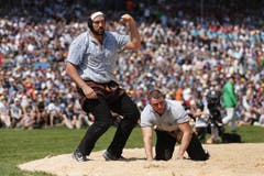 Daniel Bösch (links) jubelt neben Lukas Bernhard im 3. Gang. (Bild: KEYSTONE/Alexandra Wey, Zug, 24. August 2019)