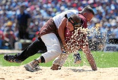 Stefan Ettlin kämpft im 3. Gang gegen Christoph Bieri. (Bild: swiss-image.ch/Photo Remy Steinegger, Zug, 24. August 2019)