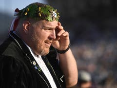 Der neue Schwingerkönig Christian Stucki an der Schlussfeier des Eidgenössischen (Bild: KEYSTONE/ENNIO LEANZA)