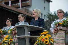 Gemeindepräsidentin Sabine Wermelinger hielt eine Rede (Bild: Pius Amrein, Sörenberg, 27. August 2019)