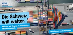 Export, der Zugang zu globalen Märkten und bilaterale Verträge spielen für den Freisinn eine zentrale Rolle im Wahlkampf. (Bild: FDP)