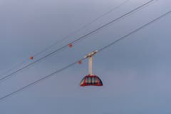 Eine leere Gondel auf dem Weg zum Pilatus Kulm (Bild: Christian Scheidegger, Klimsenjoch, 24. August 2019)