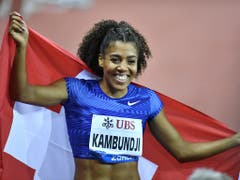 Mujinga Kambundji war am «Weltklasse»-Meeting auch mit Platz 5 zufrieden: «Es het gfägt!» (Bild: KEYSTONE/WALTER BIERI)