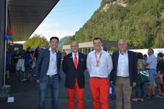 von links nach rechts: Ausbildner Christoph Schuler, Experte und Trainer Markus Niederer, Patrick Grepper und Geschäftsführer Peter Arnold. (Bild: Christian Tschümperlin, 29.8.2019)