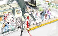 Massarbeit ist gefragt. Einige Schülerinnen und Schüler aus Winkeln müssen ins Schulhaus Hof zum Unterricht, obwohl sie in der Nähe des Schulhauses Kreuzbühl wohnen. Damit nicht genug: Einige bekommen von der Stadt ein Busabo, ihre Gschpänli hingegen müssen zu Fuss zur Schule: Ihr Schulweg beträgt knapp weniger als zwei Kilometer. (Illustration: Corinne Bromundt - 31. August 2019)