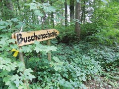 Wegweiser Buschenschenke. (Bild: Sheila Eggmann)