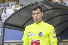 In seinem Tor landete am Sonntag kein Fussball: Der Luzerner Torhüter Maurus Müller von Luzern. Bild: Keystone/Urs Flüeler (Wohlen, 15. September 2019)