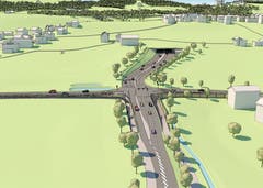 Das Portal Nord des Tunnels Hohrein und der Knoten Sulz. (Visualisierung: PD)
