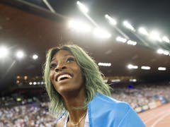 Welche Farbe darf es dann heute sein? Bei Weltklasse Zürich kolorierte Shaunae Miller-Uibo ihr Haar grün. (Bild: KEYSTONE/JEAN-CHRISTOPHE BOTT)