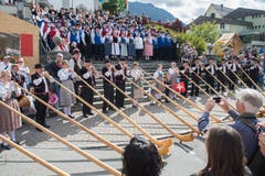 Die Folklore-Gruppen begeistern das Publikum. (Bild: Boris Bürgisser)