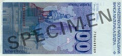 Reproduktion der Rückseite der 100-Franken-Banknote («Francesco Borromini») der SNB, 6. Serie, ausgegeben 1976, zurückgerufen 2000. (Quelle: Archiv der SNB)