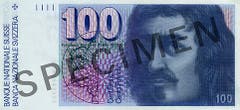Reproduktion der Vorderseite der 100-Franken-Banknote («Francesco Borromini») der SNB, 6. Serie, ausgegeben 1976, zurückgerufen 2000. (Quelle: Archiv der SNB)