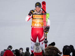 Ein gewohntes Bild im Weltcup und an Grossanlässen: Sieger Marcel Hirscher (Bild: KEYSTONE/JEAN-CHRISTOPHE BOTT)