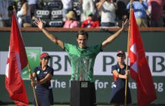 2017: Final Indian Wells: Federer s. Wawrinka 6:4, 7:5Auch in Übersee ist Federer der Boss. Er gewinnt das Turnier in Indian Wells und dabei auch noch zum ersten Mal einen Final gegen seinen Landsmann aus Lausanne. Es ist Federers 90. Turniersieg auf der ATP-Tour. (Bild: Keystone)
