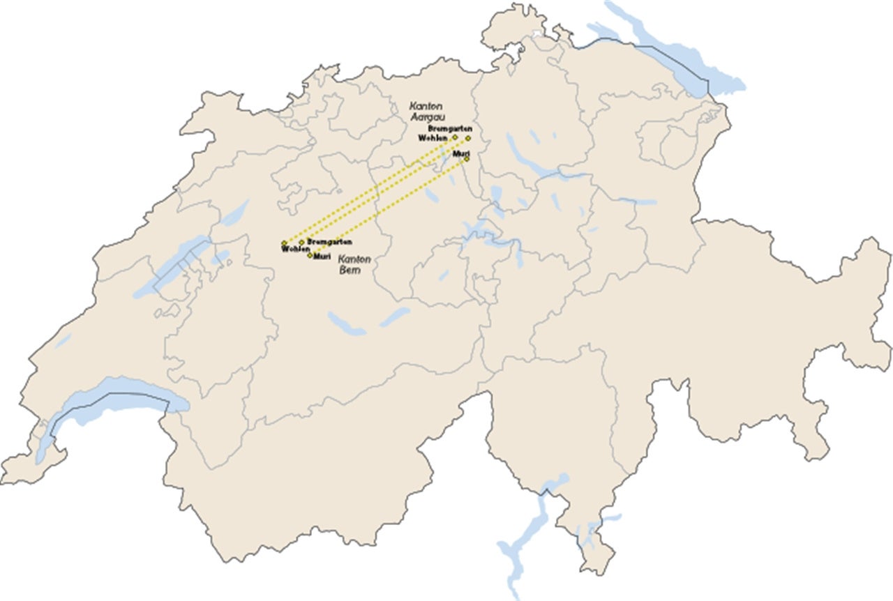 Schweiz karte ley linien Verlauf der